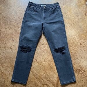 BILLABONG black distressed straight leg‎ cropped ankle jeans